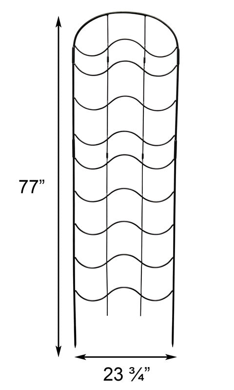 Achla Waves Trellis with Extension, Black, 101"H