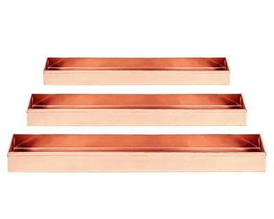 Achla Copper Plant Trays, 29"L, Pack of 3