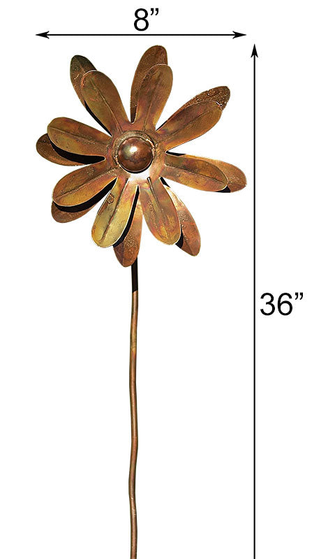 Ancient Graffiti Kinetic Zinnia Spinners, Copper, Pack of 4