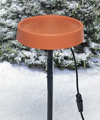 Allied Precision Heated Bird Bath w/Metal Stand, Terra Cotta