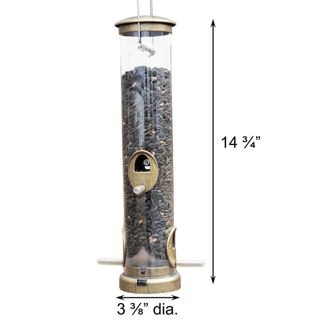 Aspects Seed Tube Wild Bird Feeders, Med., Brass, Pack of 2