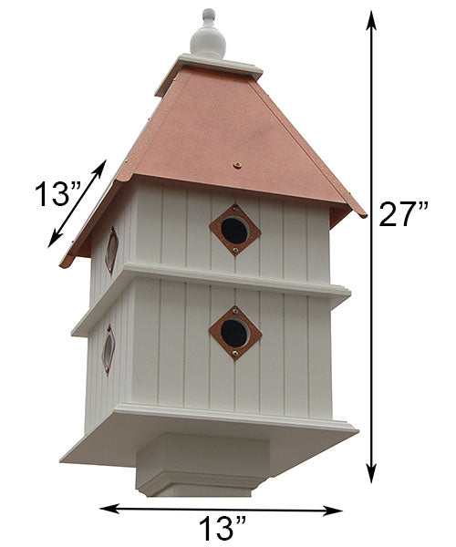 Plantation Bird House and Decorative Mounting Post, Copper