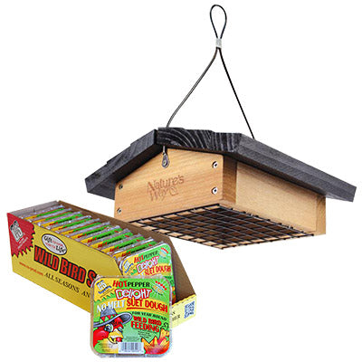 Nature's Way Cedar Upside-Down Feeder & Hot Pepper Suet Kit