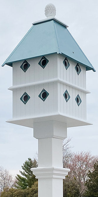 Manor Bird House and Decorative Mounting Post Kit, Verdigris
