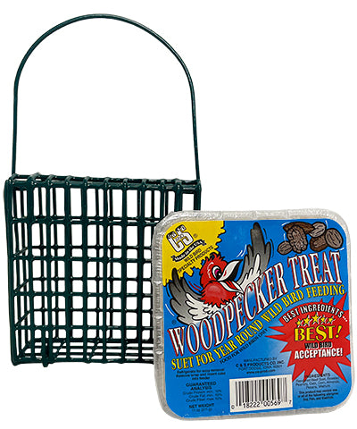 Audubon Single Suet Cake Feeder w/Woodpecker Treat Suet
