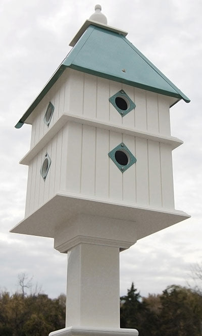 Plantation Bird House and Decorative Mounting Post, Copper