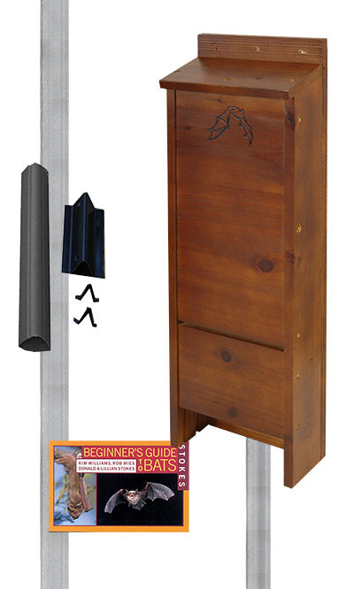 BestNest Premium Stained Bat House Kit with Pole, 65 bats