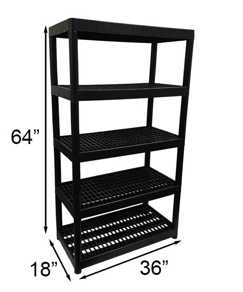 Emsco Five Tier Shelving Unit, Black, 64"H
