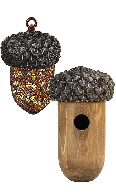 Esschert Acorn Bird House and Mesh Bird Feeder Package
