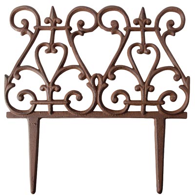Esschert Design Scroll Garden Fence, Rust, 11"H, Pack of 12