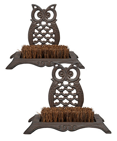 Esschert Design Cast Iron Owl Boot Brushes, Pack of 2