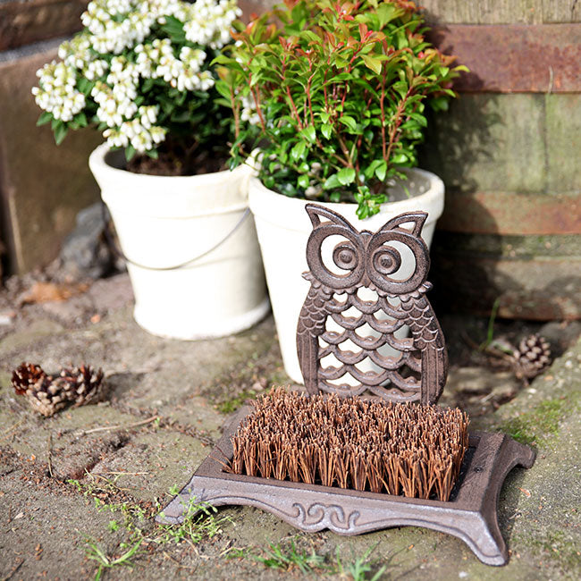 Esschert Design Cast Iron Owl Boot Brushes, Pack of 2