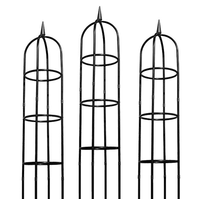 Classic Garden Obelisks, Black, 96", by Harbor Garden, 3 Pk