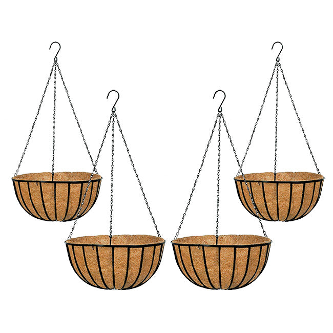 Gardman Hanging Planters w/Liners, Black, 16" dia., 4 Pack