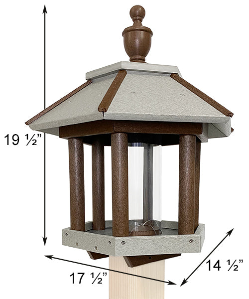 Recycled Plastic Gazebo Bird Feeder, Brown and Gray