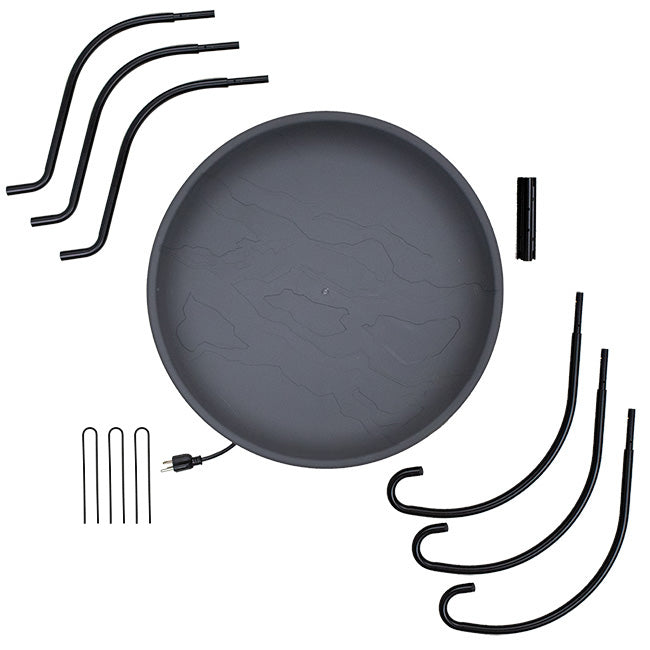 Heated Bird Bath with Metal Stand and Cord Connector Kit