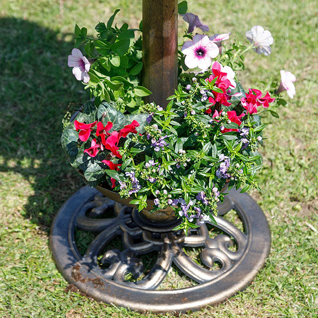Lunar Bird Bath and Planter with Solar Light, Bronze