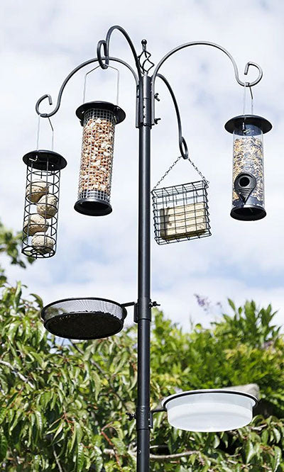 Jester Premium Bird Feeding Station w/Feeders, Black, 7'6.5"
