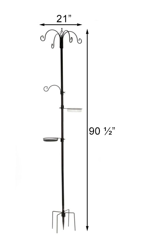 Jester Premium Bird Feeding Station w/Feeders, Black, 7'6.5"