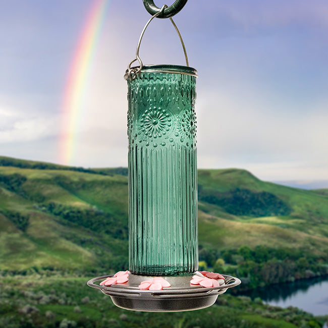Nature's Way Antique Glass Hummingbird Feeders, Teal, 2 Pack