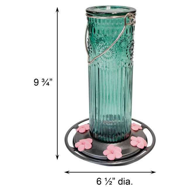 Nature's Way Antique Glass Hummingbird Feeders, Teal, 2 Pack