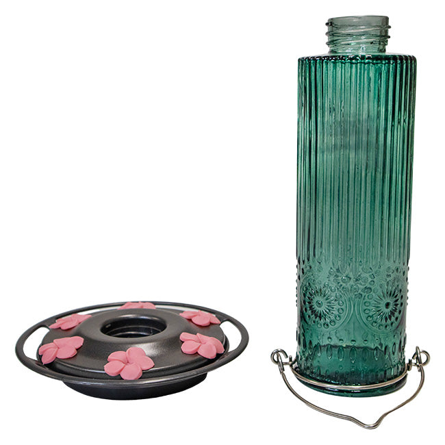 Nature's Way Antique Glass Hummingbird Feeders, Teal, 2 Pack