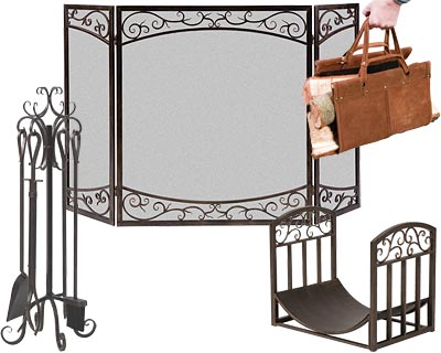 Panacea Scrollwork Fireplace Collection, Brushed Bronze