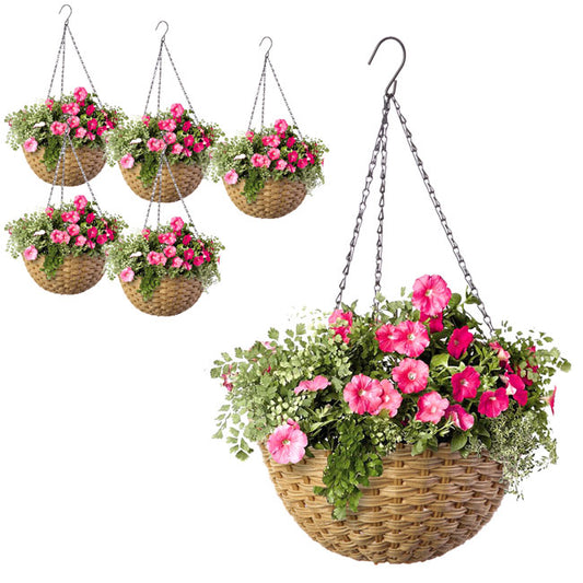 Panacea Woven Resin Hanging Baskets, Wicker, Pack of 6