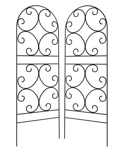 Panacea Scroll Trellises, Black, 72"H, Pack of 2