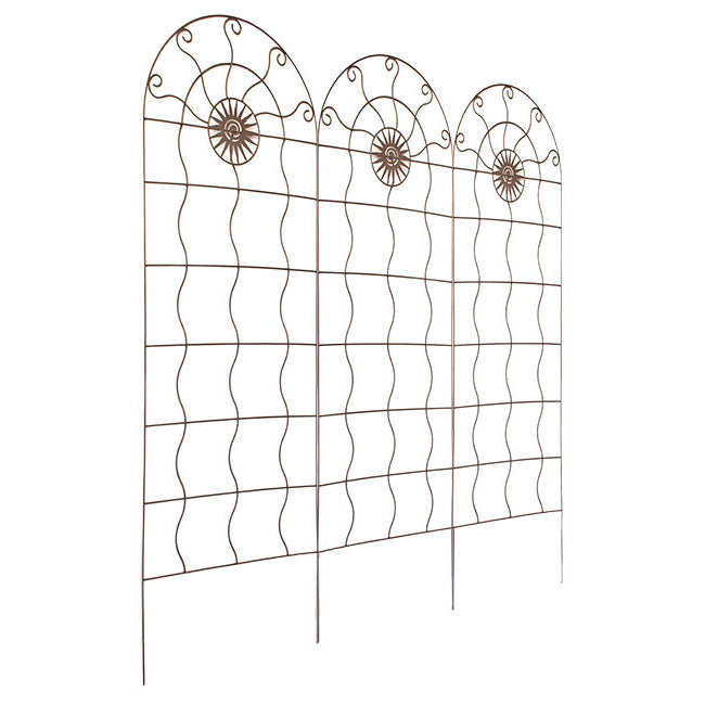 Panacea Aztec Sun Garden Trellises, Rust, 72"H, Pack of 3