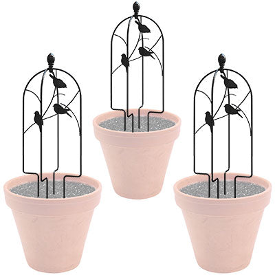 Panacea Perching Birds Folding Pot Trellises, 24"H, 3 Pack