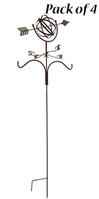 Panacea Armillary Weathervane Double Shepherd Hooks, 4 Pack