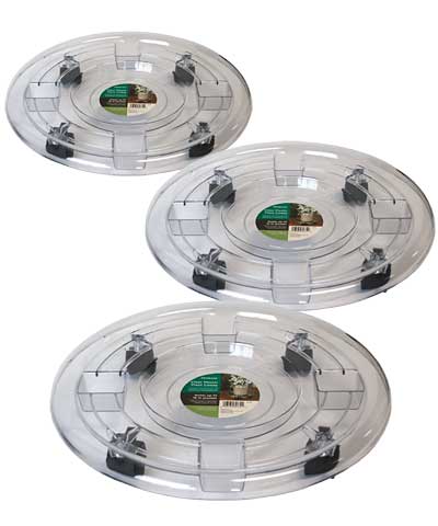 Panacea Plastic Plant Caddies, Clear, 16" dia., Pack of 3