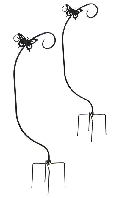 Panacea Staked Basket Hangers w/Butterflies, 4'H, Set of 2
