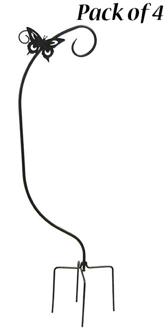 Panacea Staked Basket Hangers w/Butterflies, 4'H, Set of 4