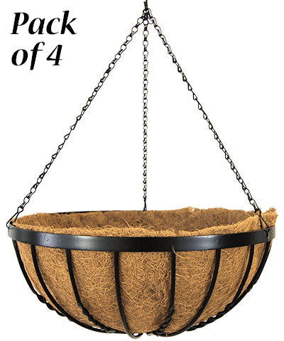 Panacea Cotswold Series Hanging Baskets, Black, Pack of 4