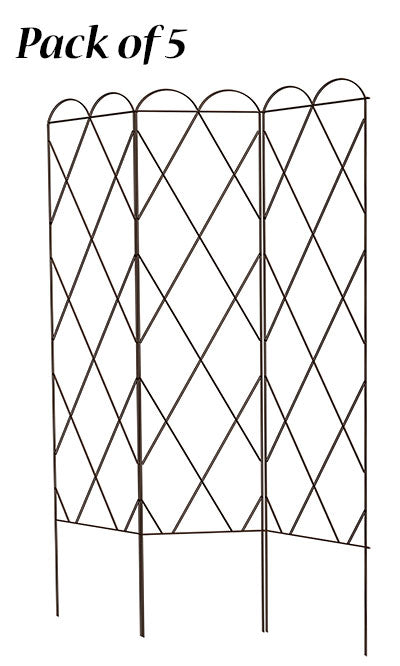 Panacea Three Panel Plant Support Trellises, Brown, 5 Pack