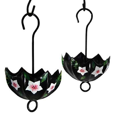 Parasol Botanica Handpainted Ant Moats, White Hibiscus, 2 Pk