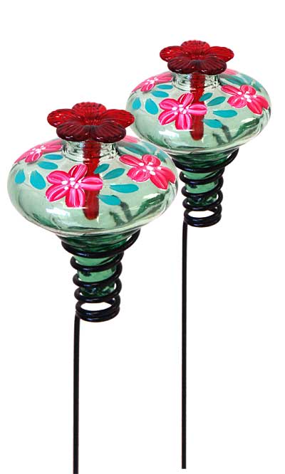 Mini-Blossom Botanica Staked Feeders, Green, Pack of 2