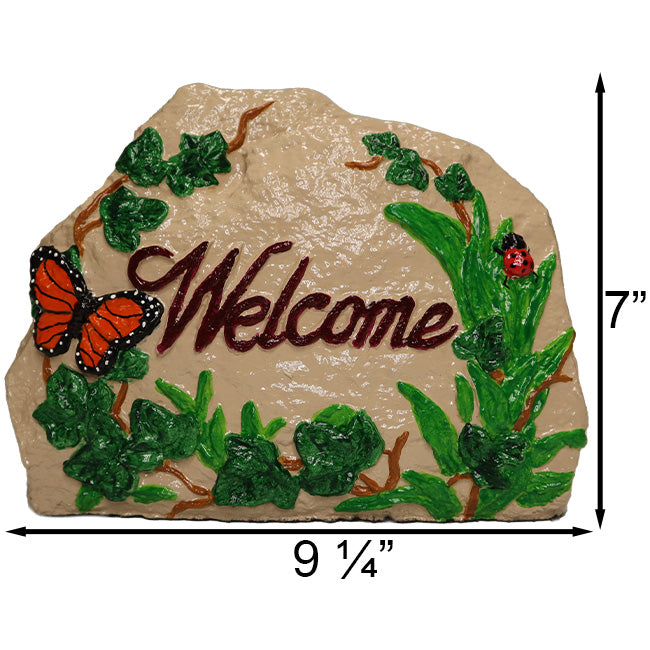 Welcome Stone Statue, Hand Painted, by Prime Retreat