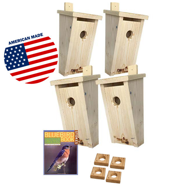Slant-Front Bluebird Houses w/Predator Guards & Book Bundle
