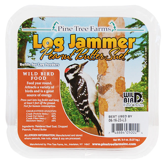 Cedar Suet Log Feeder w/Peanut Suet Plugs by Prime Retreat