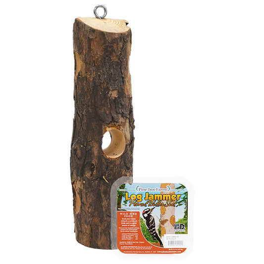 Cedar Suet Log Feeder w/Peanut Suet Plugs by Prime Retreat