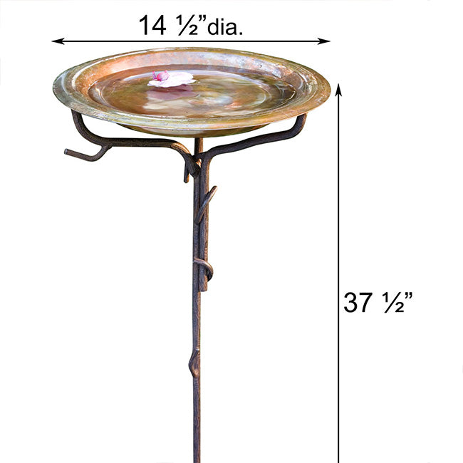 Copper Bird Bath & Stake w/Solar Pump Kit by Prime Retreat