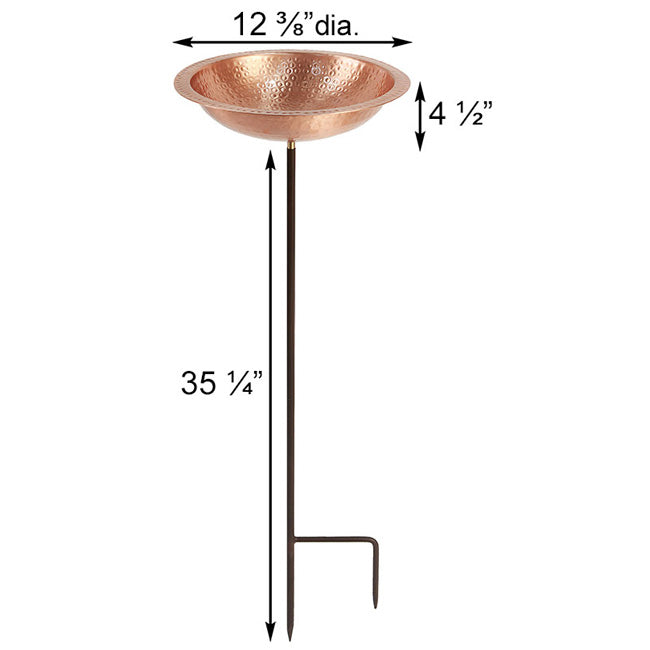 Hammered Copper Bird Bath w/Stake & Pump by Prime Retreat