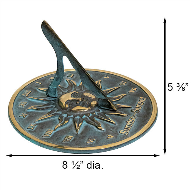 Rome Brass Sunrise & Sunset Sundial with Pillar Pedestal