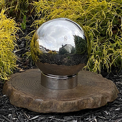 Rome Stainless Steel 10" Gazing Ball and Trivet Riser Stand