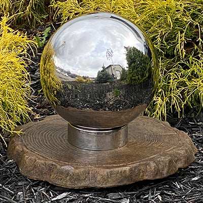 Rome Stainless Steel 12" Gazing Ball and Trivet Riser Stand