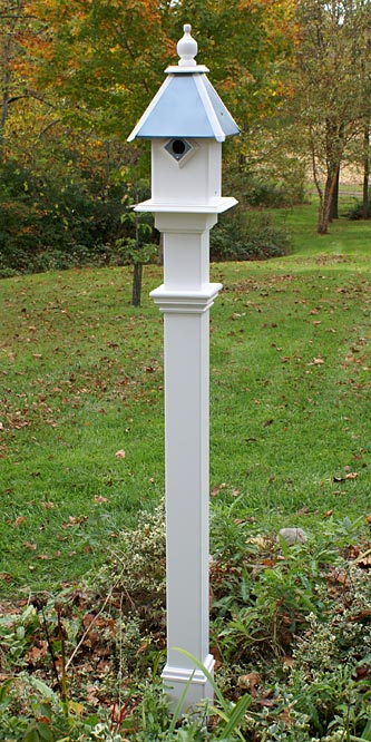 Amish Premier Bird House w/Copper Roof & Mounting Post