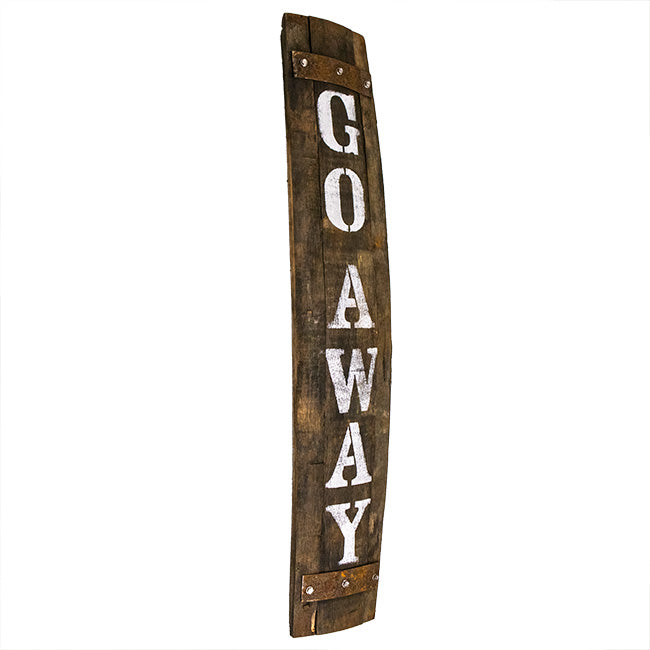 Amish-Made Whiskey Barrel Porch Sign, Go Away